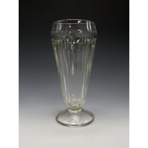 Jeanette Clear Glass Tumbler Ribbed Footed Ice Soda Sundae Shake Cup Restaurant
